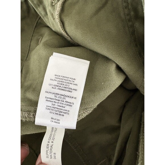 Polo Ralph Lauren sz 8 Pants Paint Splatter Cotton Button Fly Olive Green - Picture 13 of 15
